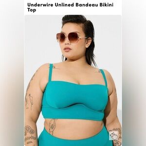 Teal Underwire Unlined Bandeau Bikini Top